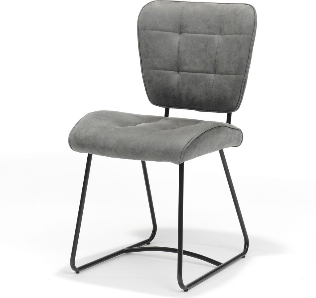 Bailey SL Stuhl mit Stoff Soft Steele und Fußgestell Metall Schwarz