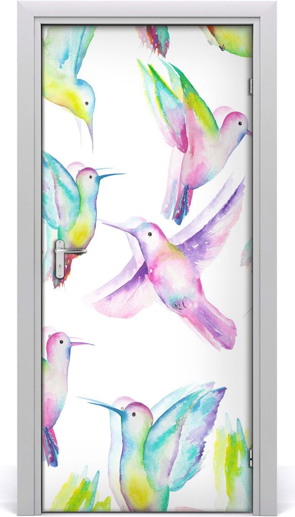 Tulup Türaufkleber 95x205 cm Dekorative Aufkleber Selbstklebend Wasserdichte Tapete Abnehmbar Schlafzimmer Wohnzimmer Wohnkultur - farbiger Kolibri