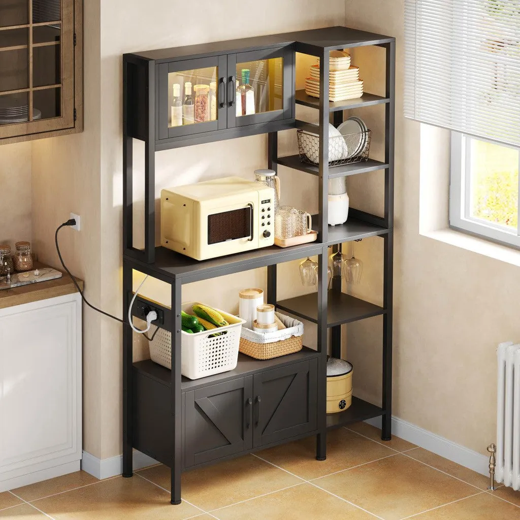 Étagère de cuisine pour micro-ondes 180cm avec prise et LED intégrées