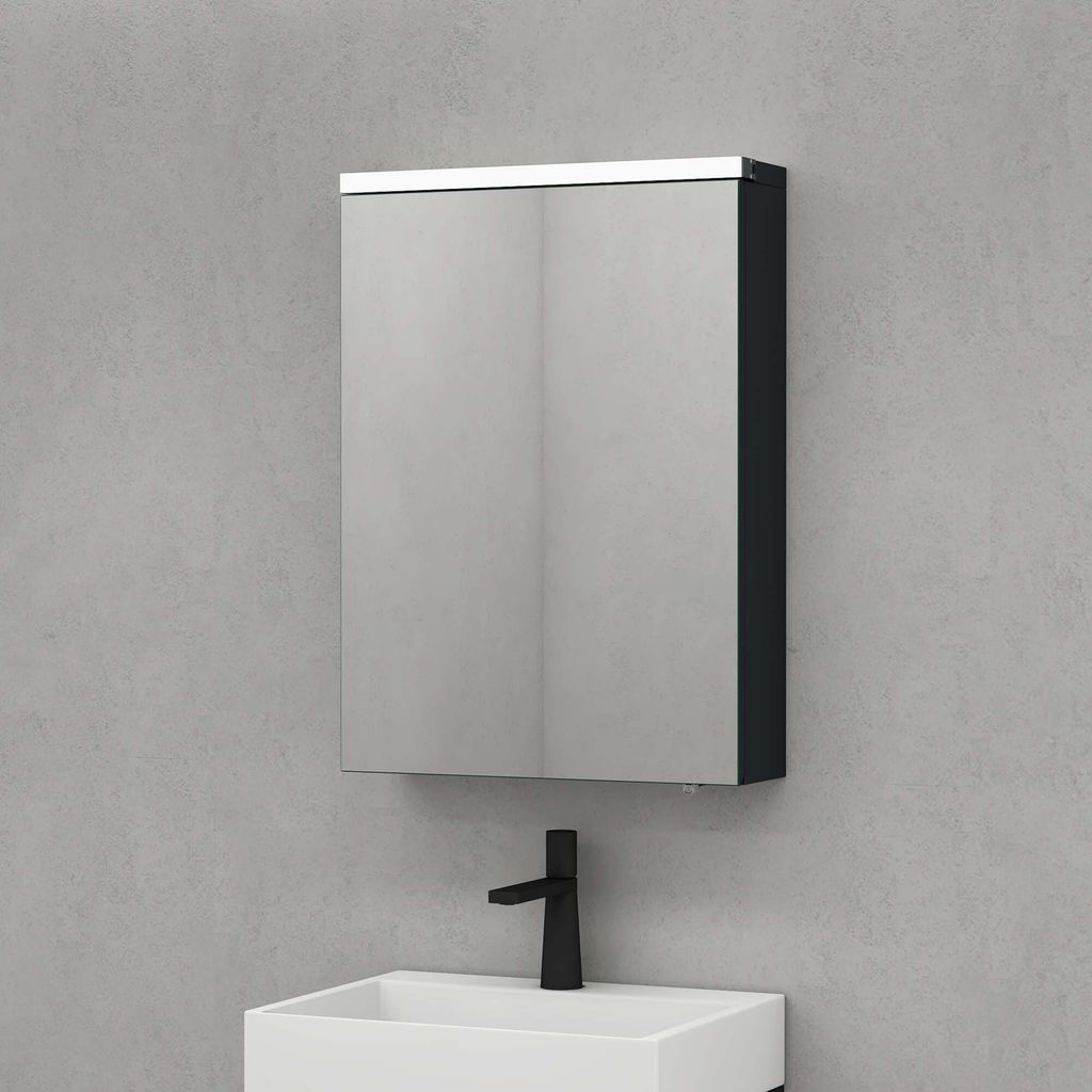 doporro Spiegelschrank Wandspiegel mit LED-Beleuchtung BxTxH 50x15x70 cm Hängeschrank für Badezimmer Matt Anthrazit Spiegelschrank03