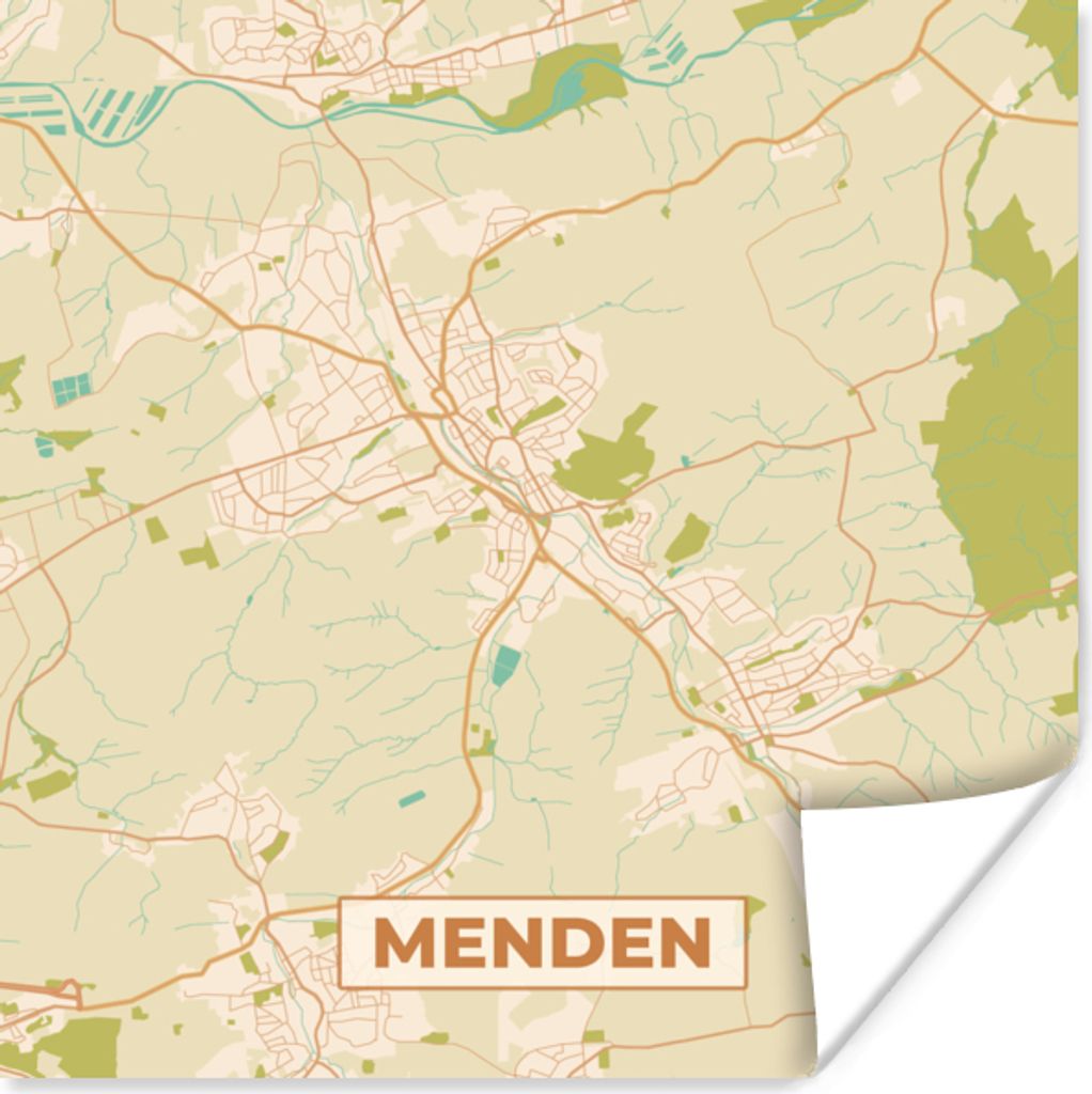 MuchoWow Poster Menden - Jahrgang - Stadtplan - Karte 100x100 cm - Babyzimmer