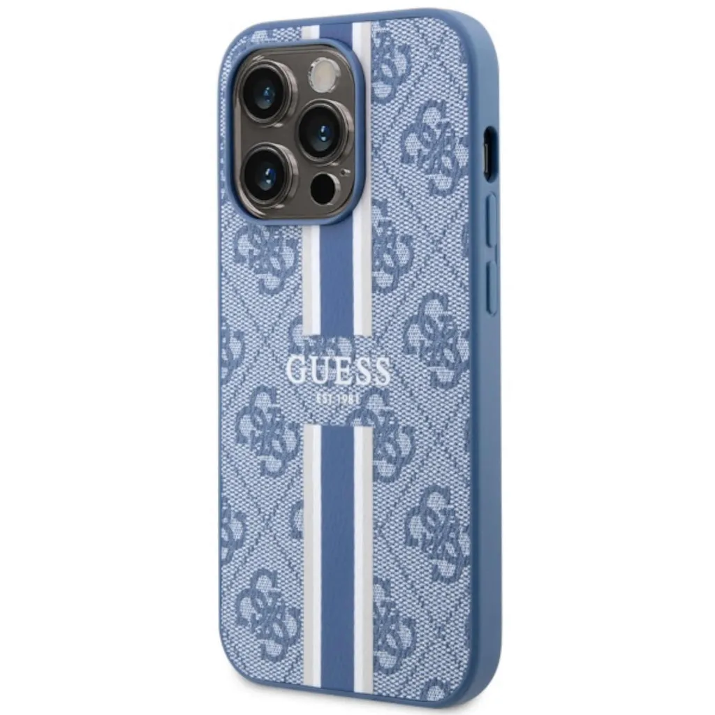 Guess Guhmp14Lp4Rpsb Custodia rigida per Iphone 14 Pro 6.1 Niebieski/Blu 4G con strisce stampate Magsafe - 2