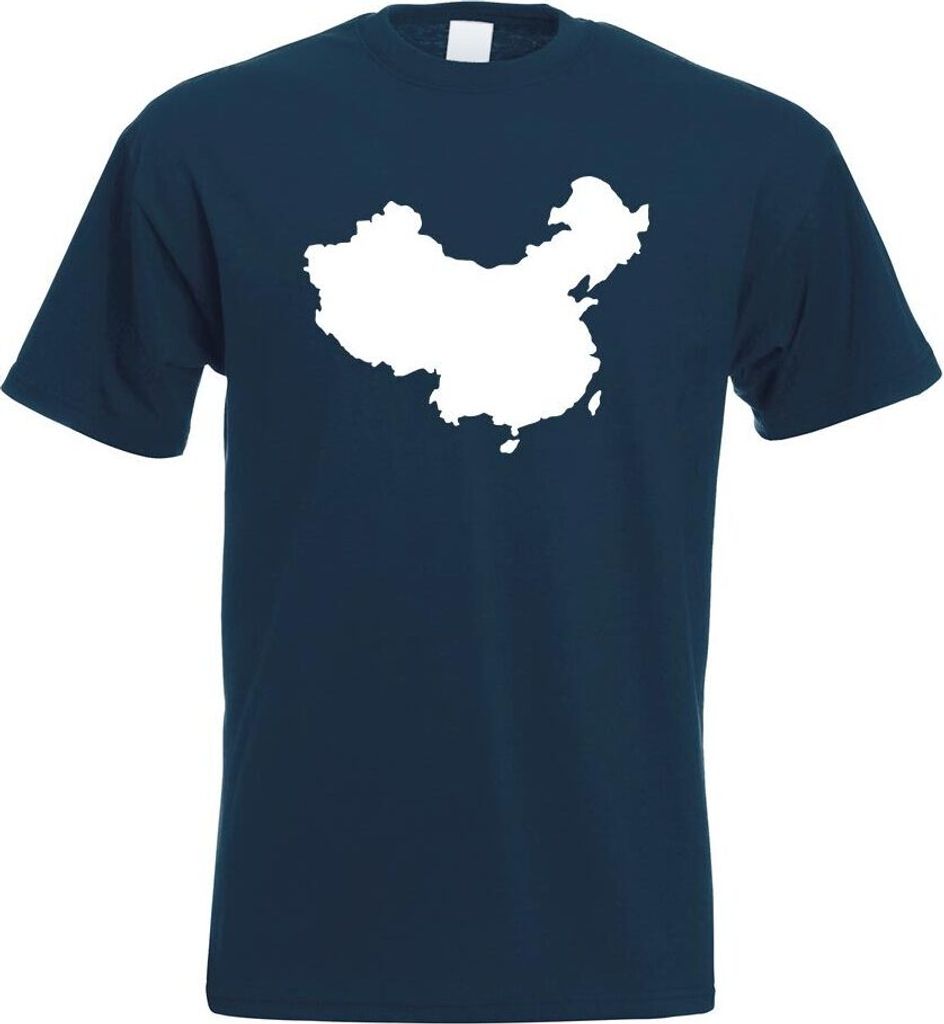 Kiwistar - T-Shirt - Navy - China - Peking Umriss Kontur Herren Funshirt Bedruckt Design Sprüche Spruch Motive - mit Motiv Bedruckt - Funshirt Des...