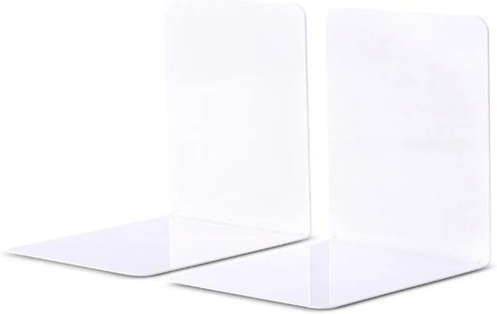 Évitez la chute de vos livres avec ces serre-livres en métal blanc 2 pcs