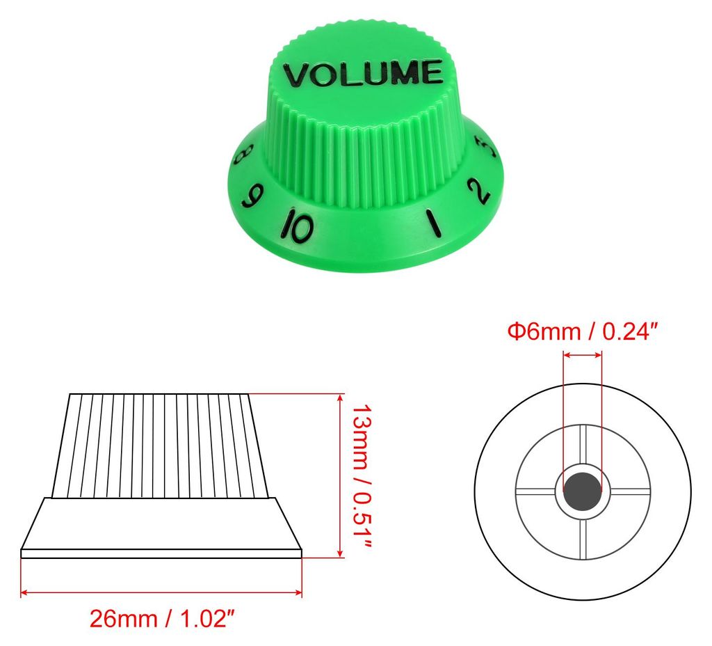 Top Hat Gitarre Glockenkn?pfe 6mm Innendurchm. 2 Volume 2 Tone Drehzahlregler Kn?pfe fš¹r E Gitarre Ersatz Kunststoff Grš¹n mit Schwarz Zeichen