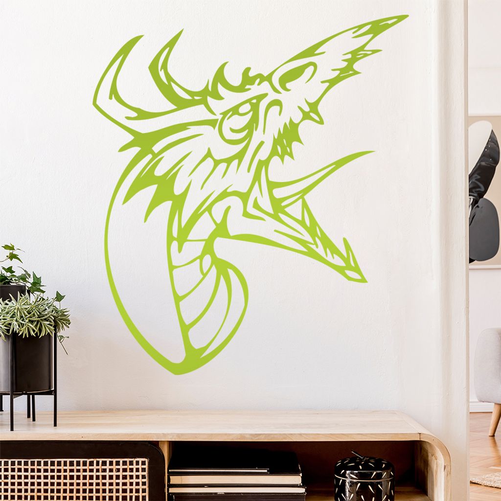 Drachen Maul Wandtattoo in 6 Größen - Wandaufkleber Wall Sticker - Dekoration, Küche, Wohnzimmer, Schlafzimmer, Badezimmer