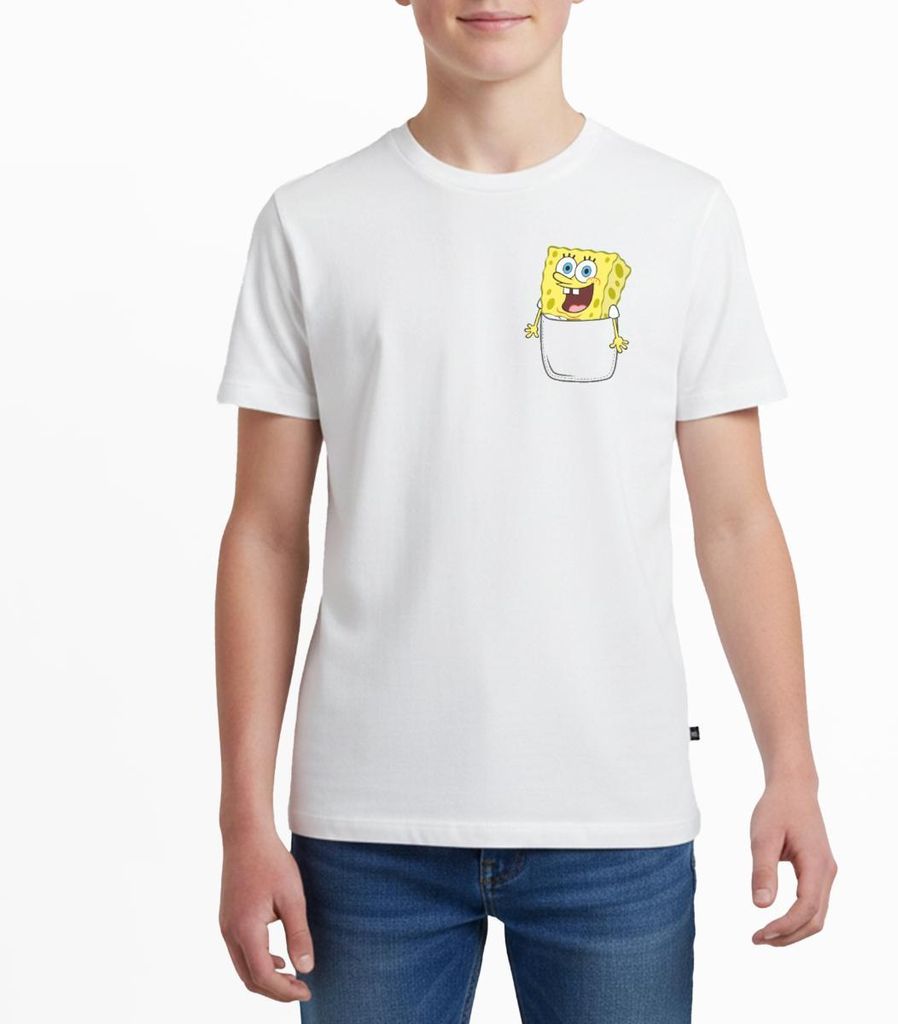 Spreadshirt SpongeBob Schwammkopf Ich Bin Bereit Brustmotiv Teenager Premium T-Shirt, 158/164 (12 Jahre), Weiß