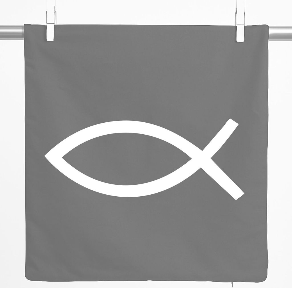 Huuraa Kissenbezug Fisch Symbol 40x40cm Steel Grey Baumwolle Dekokissenbezug Geschenkidee