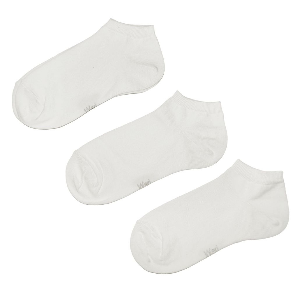 Sneakersocken 3-er Pack aus Baumwolle Einfarbig Creme Größe 23-26