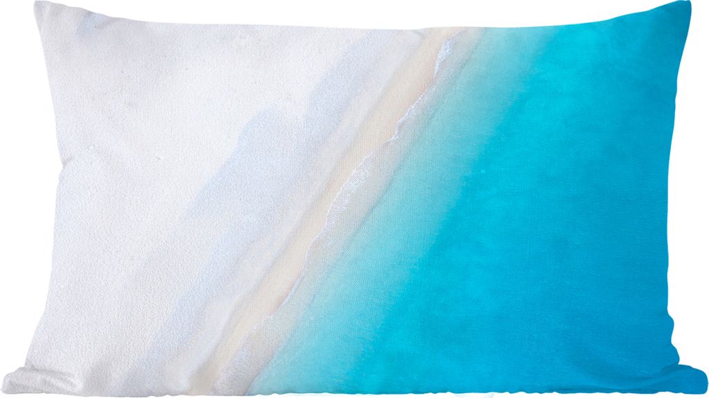 MuchoWow Zierkissen Sofakissen Wohnzimmer Dekokissen 50x30 cm Strand - Meer - Blau - Wohnzimmerdekoration - Polster mit Photo