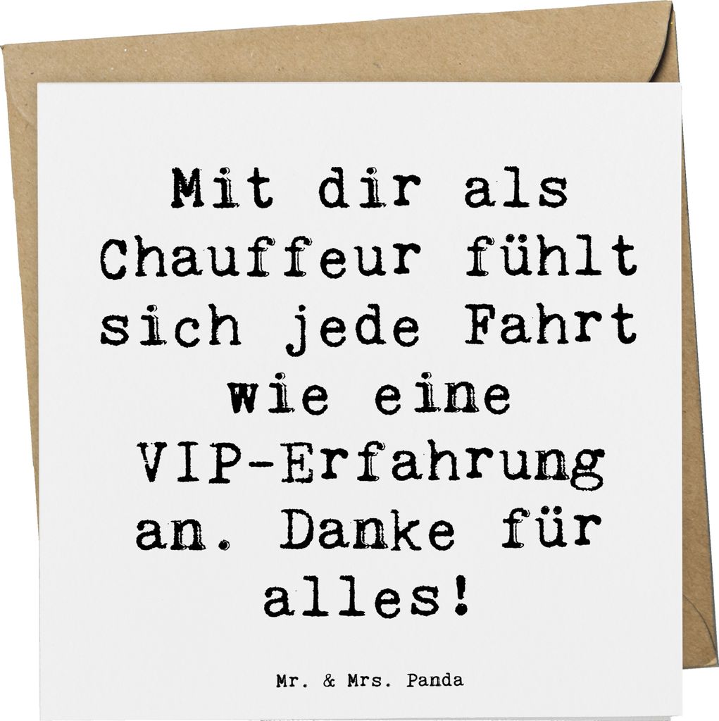 Mr. & Mrs. Panda Glückwunschkarte Spruch VIP Chauffeur - Weiß - Geschenk, Klappkarte, Gesellschaft, Anerkennung, Bedanken, doppelkarte, sicher, A...