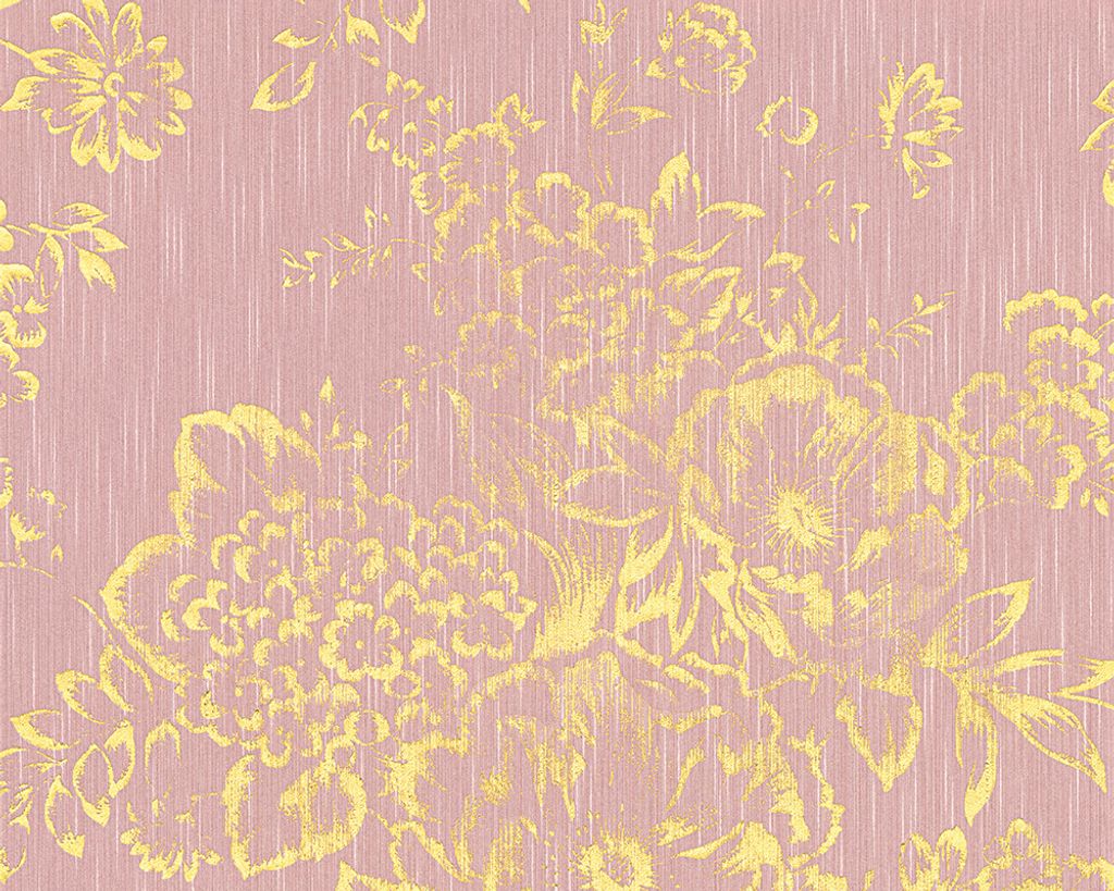 Architects Paper Blumentapete Metallic Silk florale Tapete Textiltapete gold rosa 10,05 m x 0,53 m
