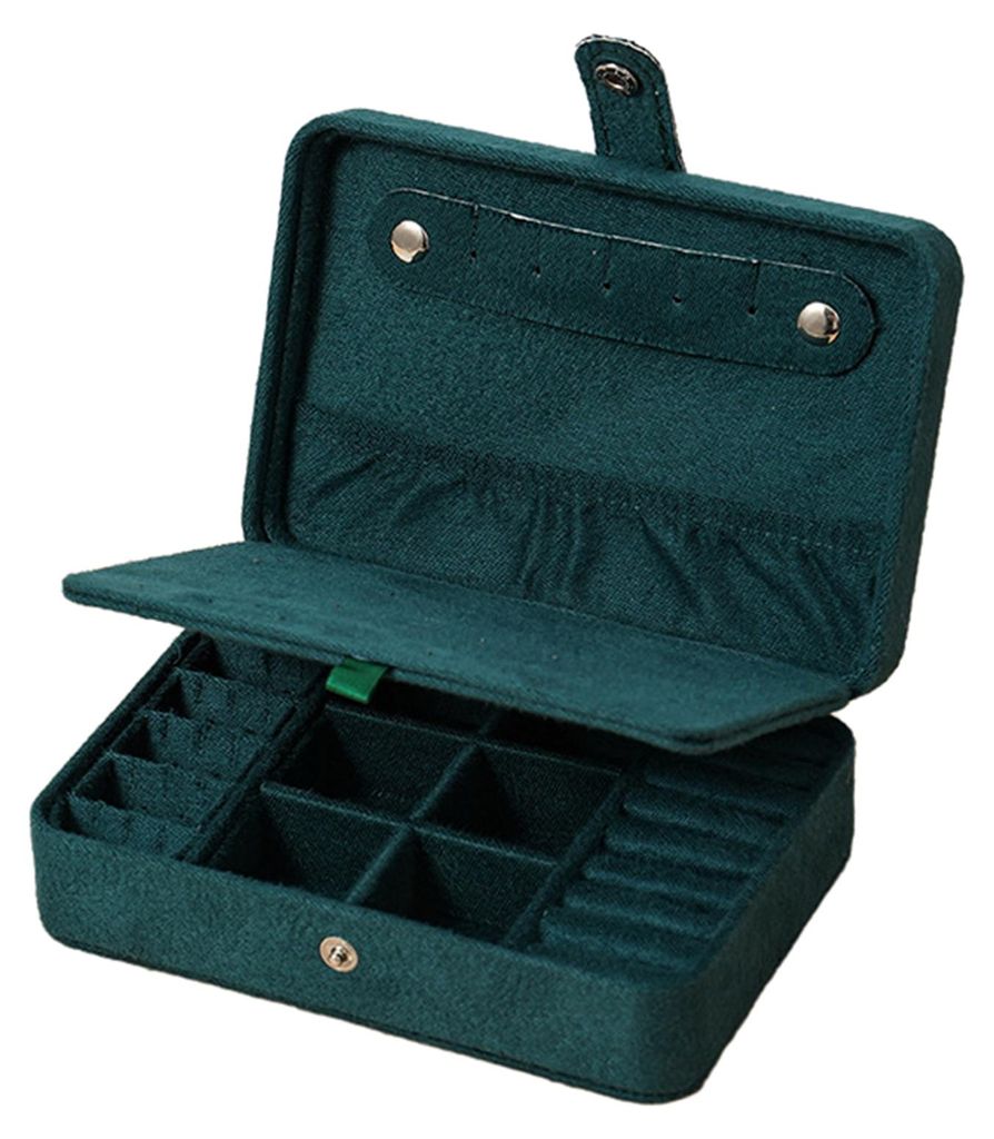 Kleine Schmuckschatulle aus Plüsch-Samt, tragbarer Reise-Schmuckorganizer, Mini-Aufbewahrungsbox für Ringe, Ohrringe und Halsketten