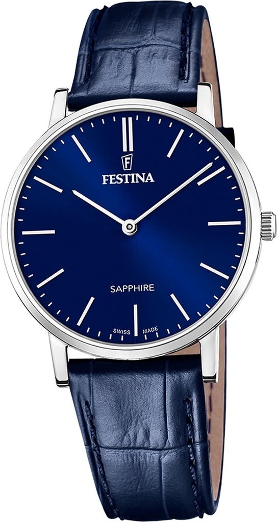 Festina Herren Uhr Swiss Lederarmband blau D2UF20012/3