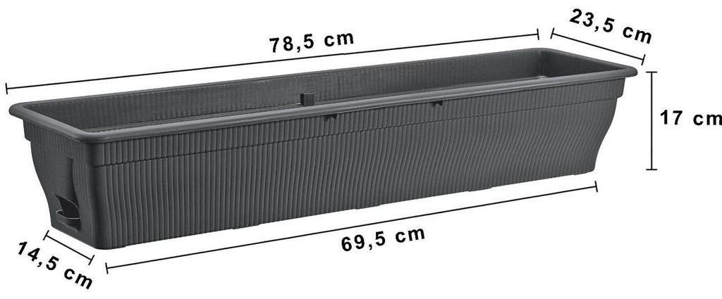 2x Blumenkasten 80cm Balkonkasten mit Wasserspeicher