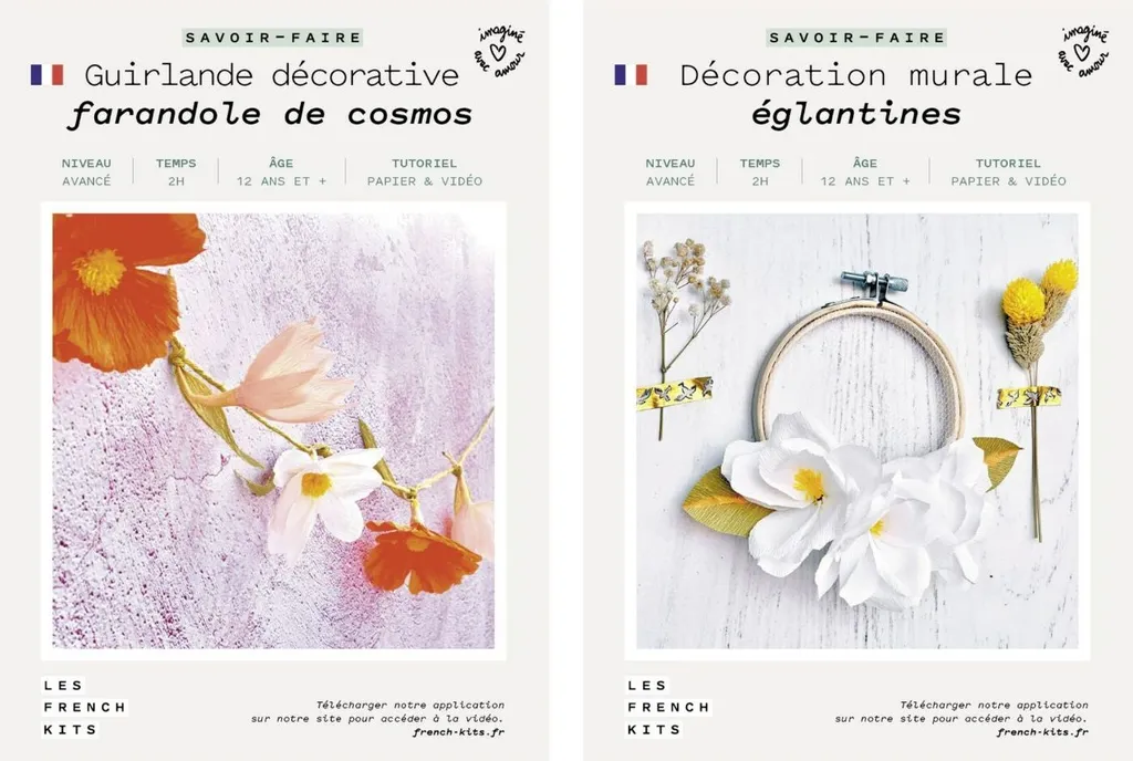 Ornements floraux en papier pour mariage avec cercle et guirlande DIY