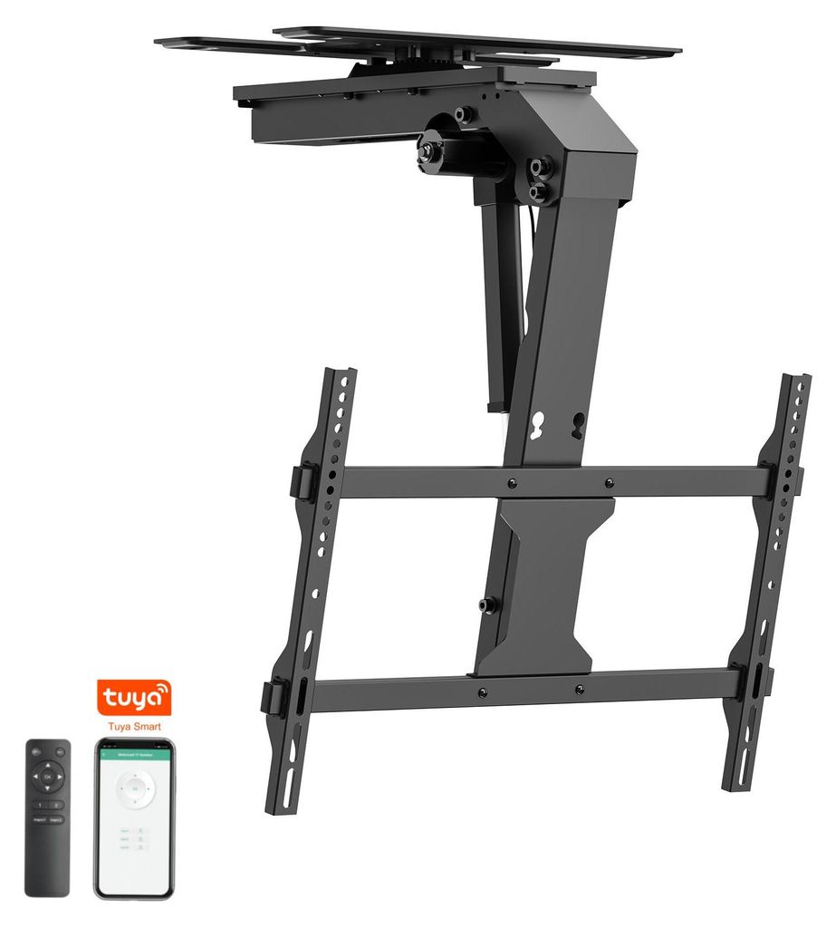 EasyLife - TV Deckenhalter V2 Smart Home elektrisch schwenkbar und drehbar, 37 bis 75 Zoll, VESA bis 600x400 (schwarz)