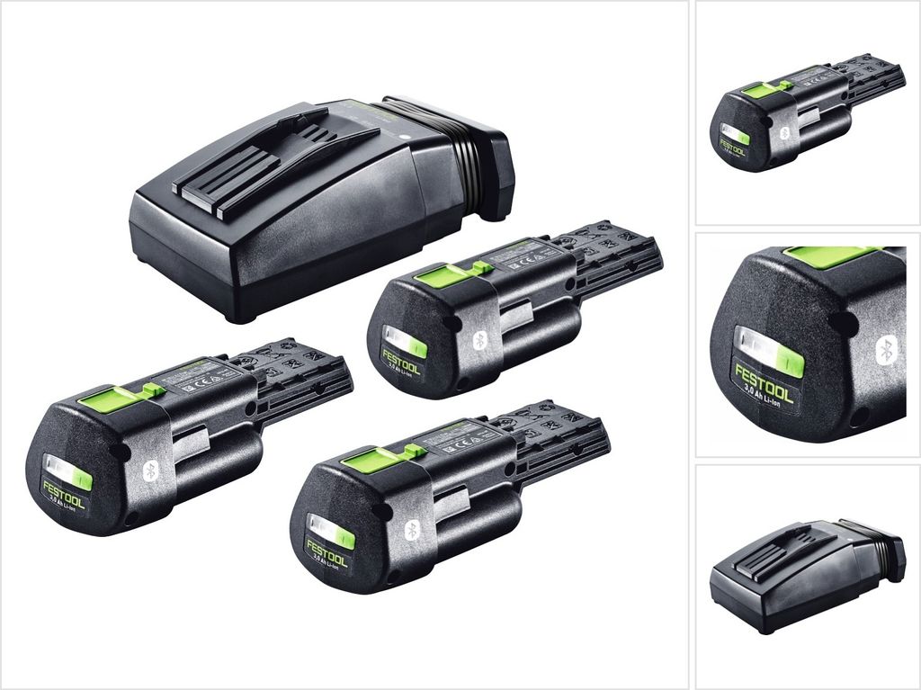 Festool Energie Set 3x BP 18 Li 3,0 Ergo I Akku 18 V 3,0 Ah / 3000 mAh Li-Ion ( 3x 577704 ) + TCL 6 Ladegerät ( 201135 )