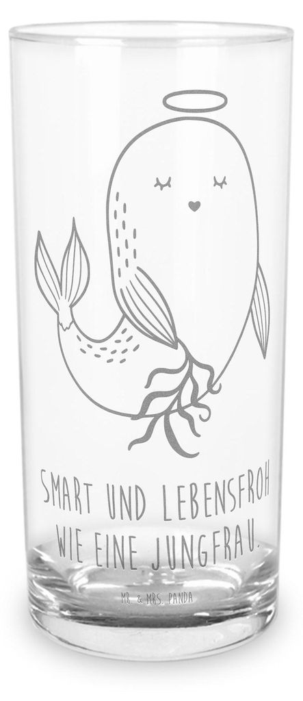 Mr. & Mrs. Panda Glas Sternzeichen Jungfrau 400 ml - Transparent - Geschenk, Geburtstag September, Glasbecher, Tumbler, Meerjungfrau, Longdrinkglas...