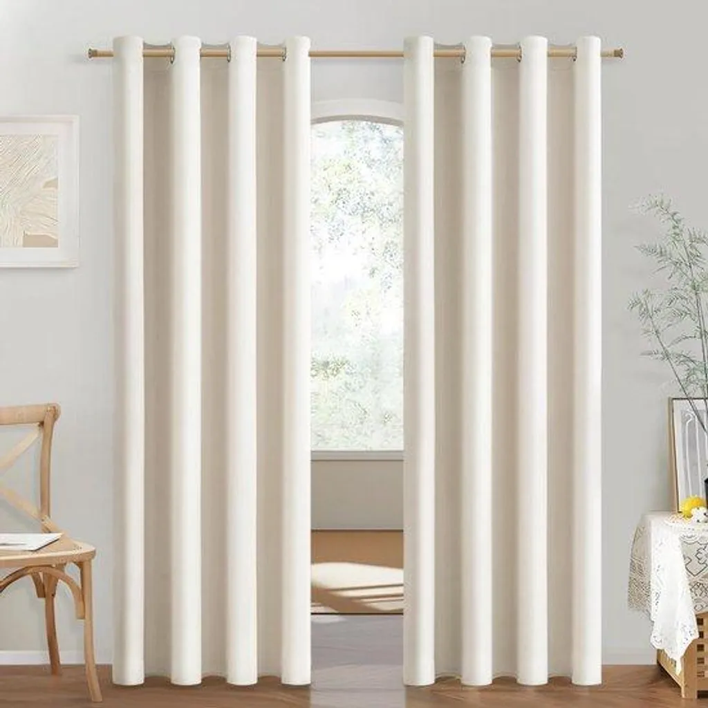 Rideau anti-froid beige clair 140x200 cm isolant thermique intérieur
