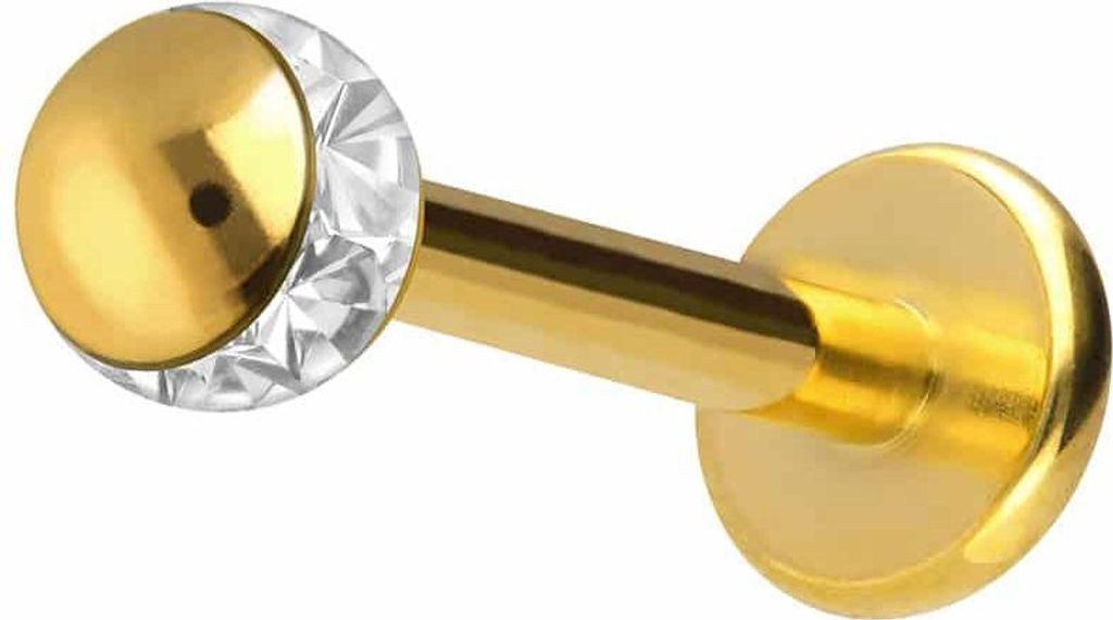 Ohrpiercing, Nasenpiercing Chirurgenstahl Labret EPOXY-RING-KUGEL Gold Stablänge: 10mm + Stabstärke: 1,2mm + Kugelgröße: 3mm