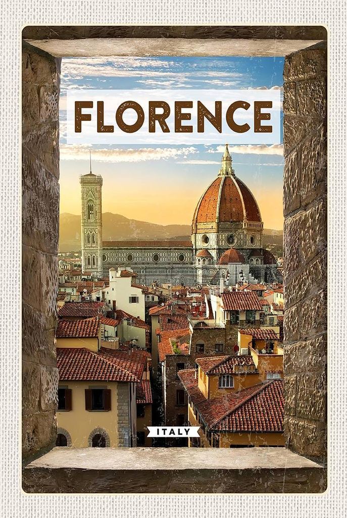 vianmo Holzschild 18x12 cm Florence Italy ItalienToscana Bildmotiv Reisemotiv Abenteuer Reisen