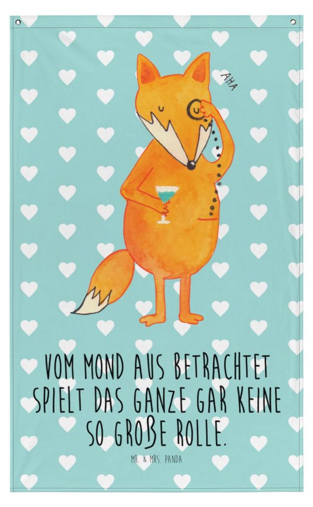 Mr. & Mrs. Panda Wandbild Fuchs Lord - Türkis Pastell - Geschenk, Gobelin, Schick, Spruch Lustig, Wandteppich, Tapestry, Boho, Wandschmuck, Füchs...