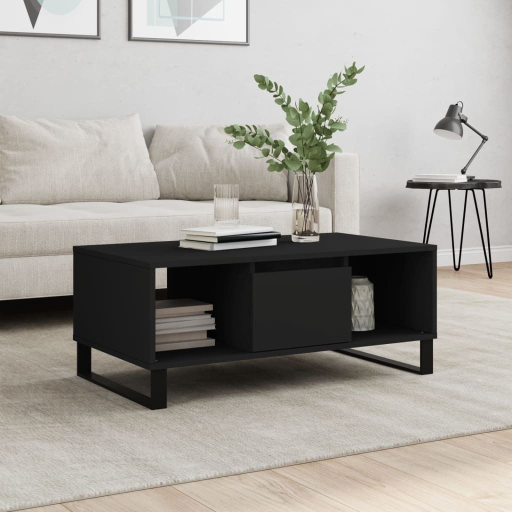 "Rabatt" Couchtisch modern - Wohnzimmertisch - Einfache Montage - Schwarz 90x50x36,5 cm Holzwerkstoff - Kaffeetisch CC22589
