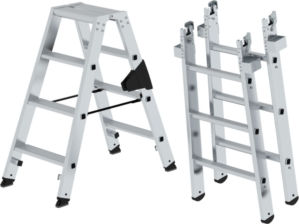 Munk Stufen Stehleiter Set beidseitig begehbar steckbar inkl. Einsteckteil 2x7 Stufen