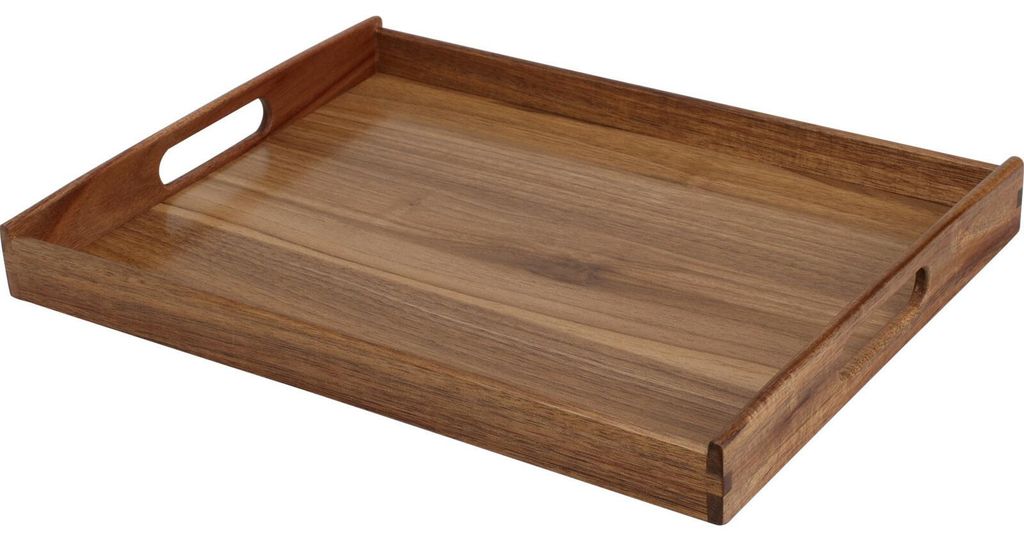 Excellent Houseware | Tablett - Serviertablett - 40 x 30 cm - Holz - Holztablett - mit Griffen