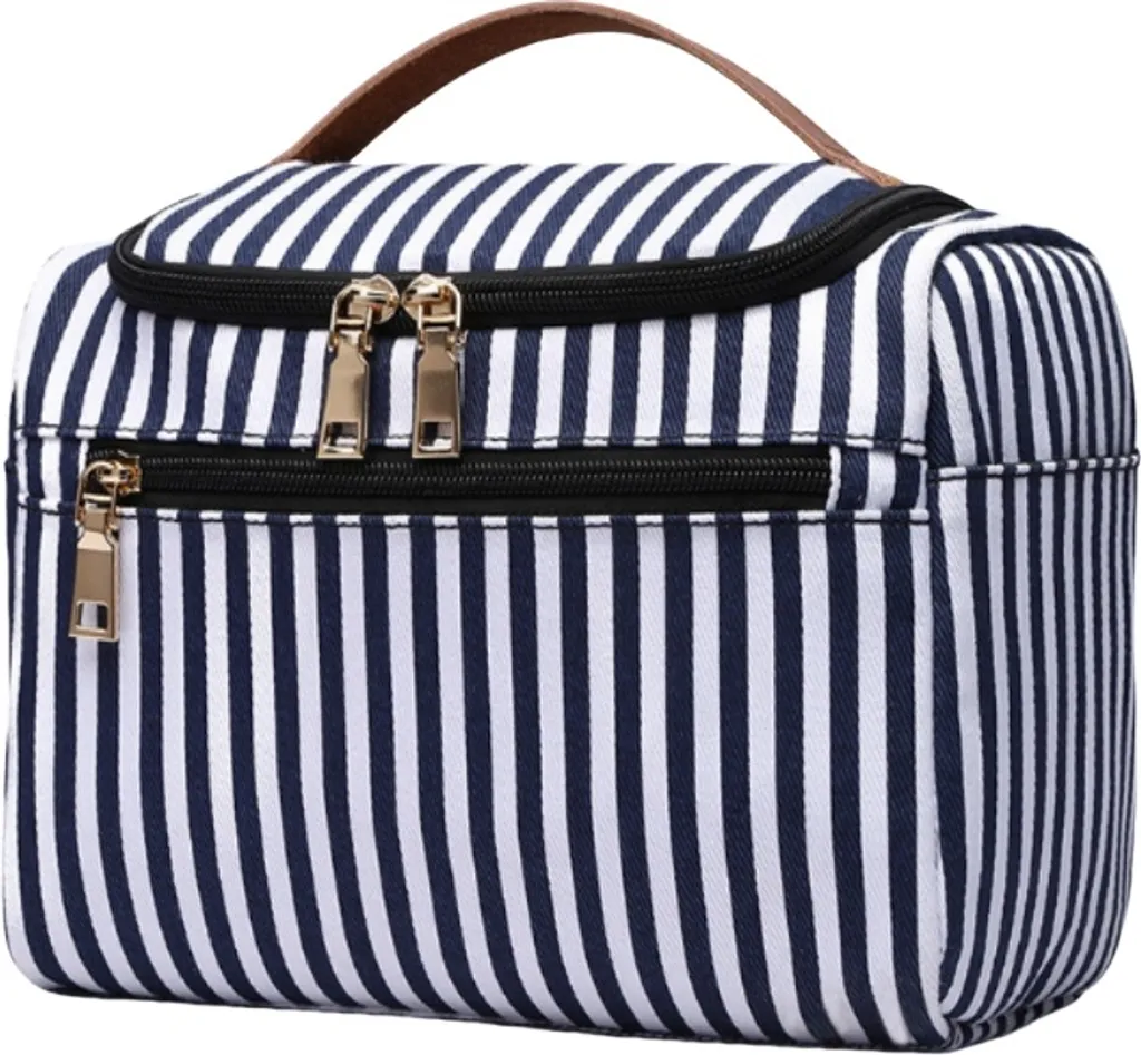 INF Borsa da Trucco Tela Righe Modello 3 - Organizer Multiuso Famiglia