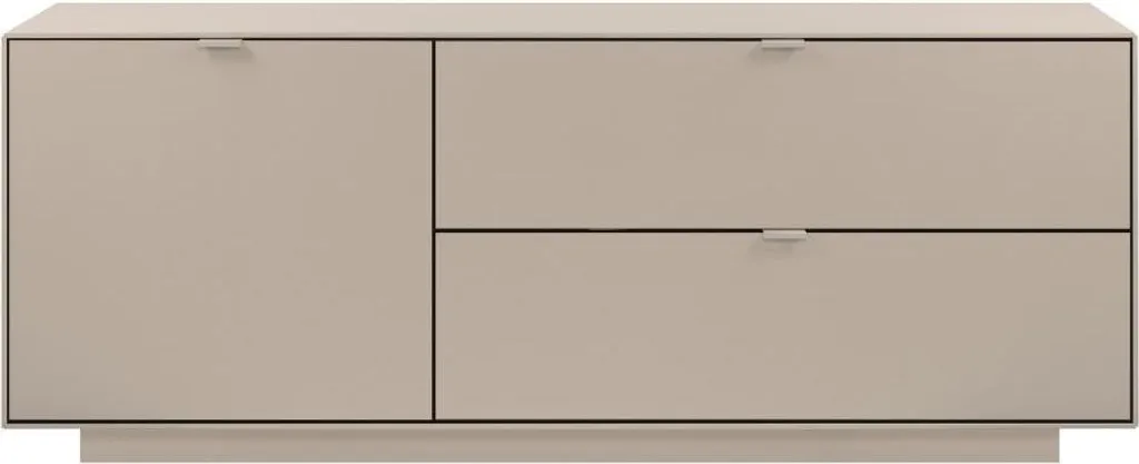 Banc TV Coloris Sable 160 cm VIKA pour Grand Écran avec Rangement Fermé