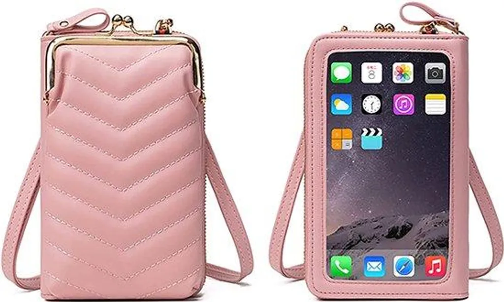 Sacoche femme anti-encombrement pour smartphone 6,1" et cartes de crédit