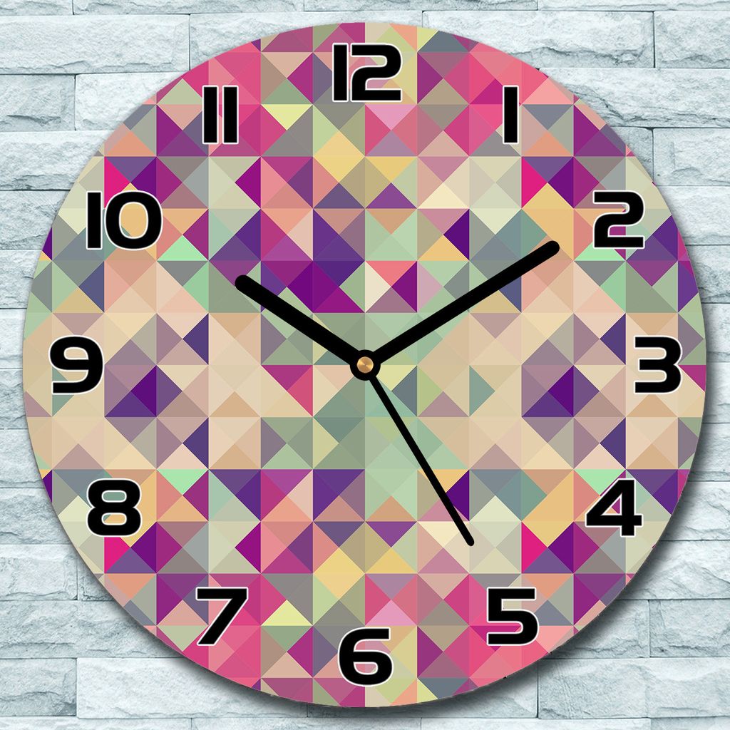Wanduhr aus Glas Rund fi 30 Vintage Buntes Mosaik Quarz Deko Schlafzimmer Büro