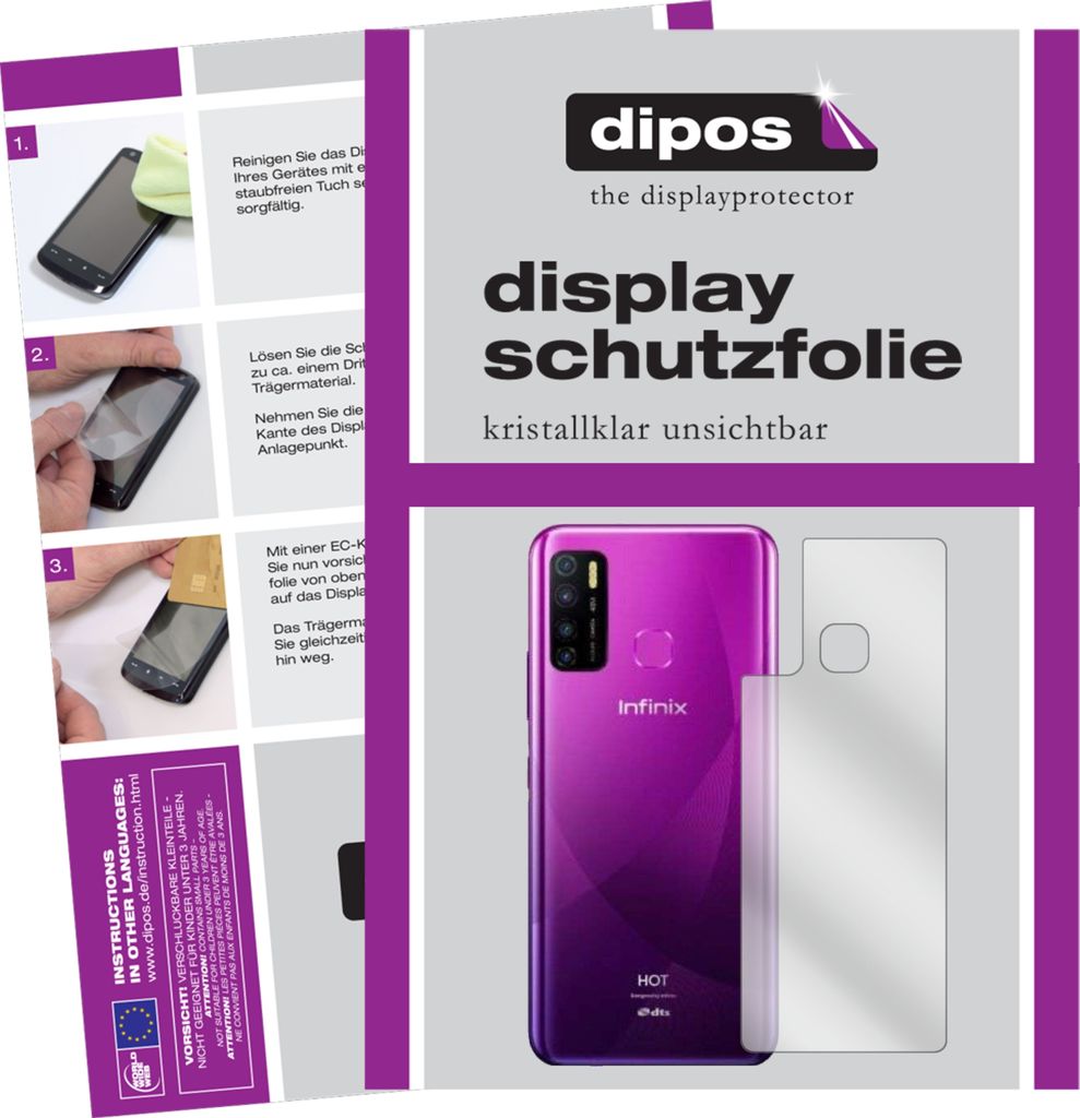 2x Schutzfolie für Infinix Hot 9 Rückseite klar Displayschutzfolie Folie Display Schutz dipos