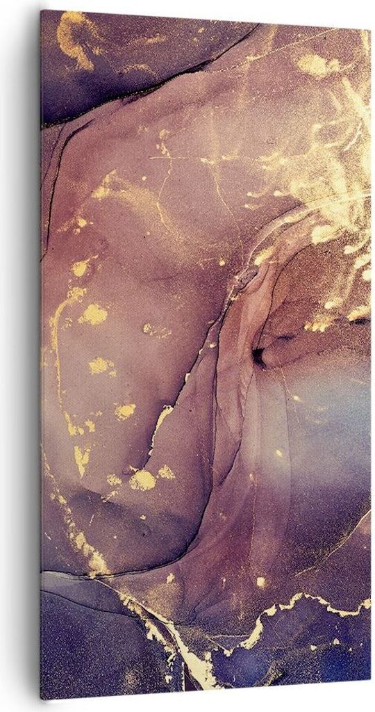Bild auf Leinwand - Leinwandbild - Einteilig - Stein Gold Marmor - 65x120cm - Wand Bild - Wanddeko - Wandbilder - Leinwanddruck - Bilder - Wanddeko...