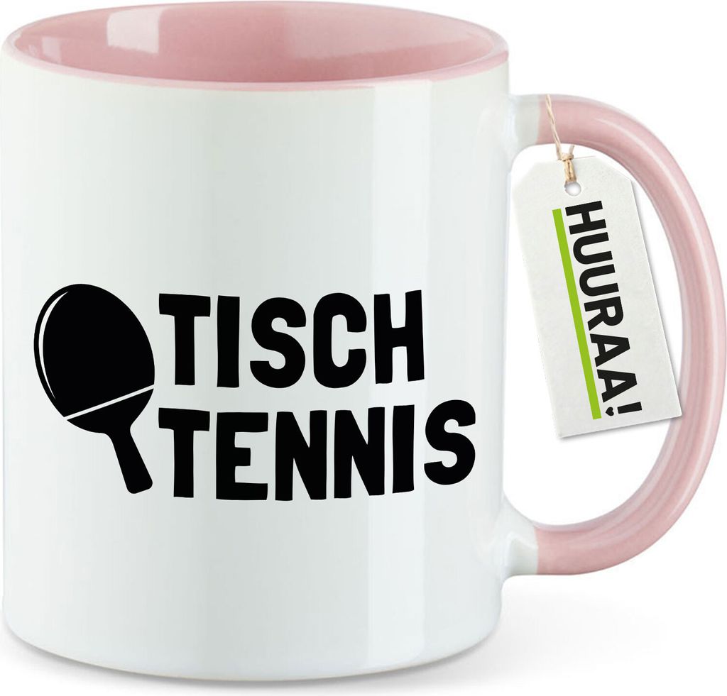 Huuraa Kaffeetasse Tischtennis Tischtennisschläger 330ml Rosa Keramik Kaffeebecher Geschenkidee