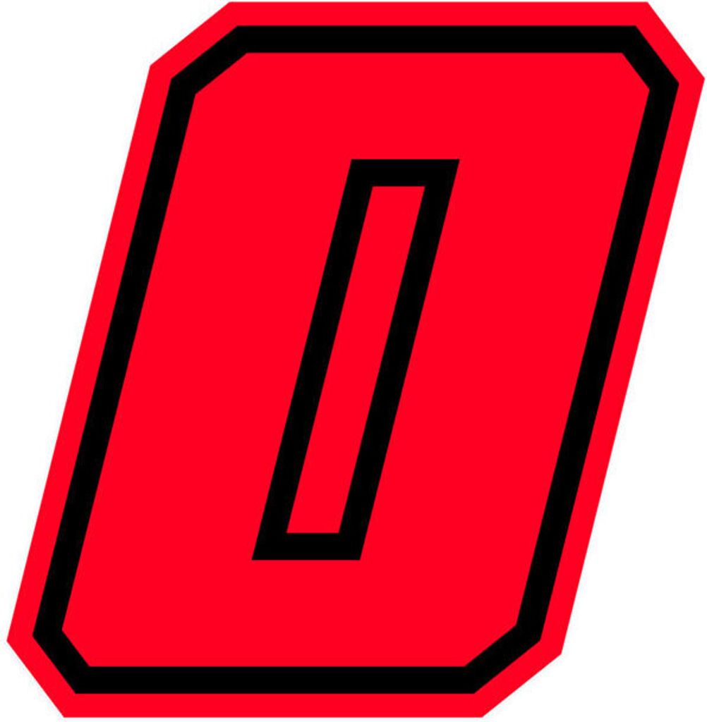 Sticker Rennnummer für Moto "0" Race Moto GP, Rot Fluo, 10 x 10 cm