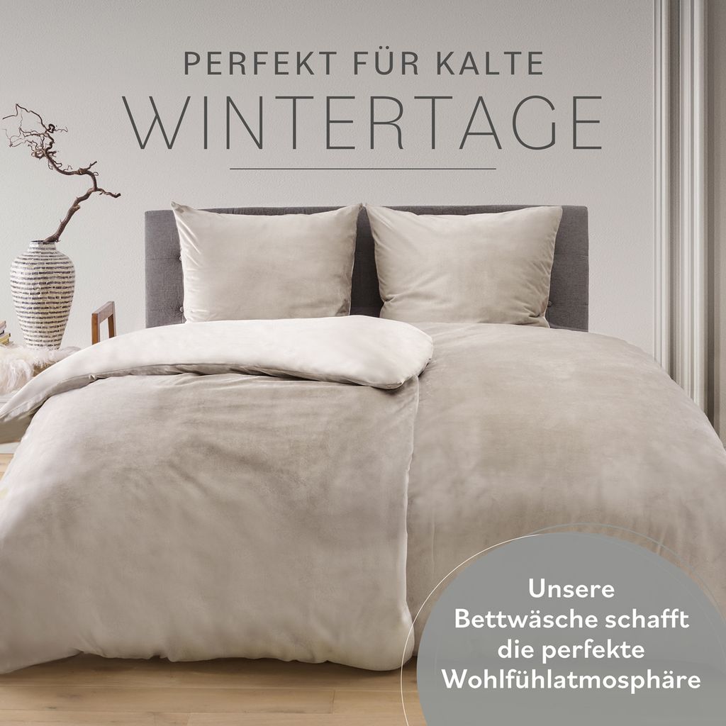 Blumtal Bettwäsche 200x200 & 2x 80x80cm Cashmere-Touch