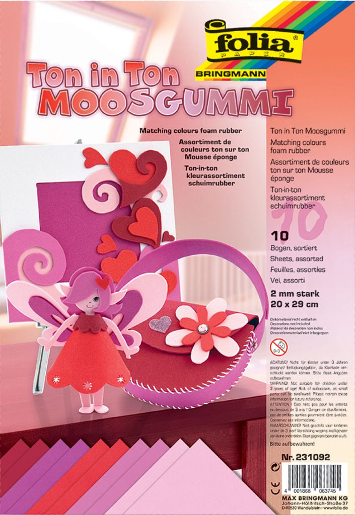 Folia 231092, Penové pečiatky, Červená, 2 mm, 20 cm, 29 cm, Obrázok produktu 