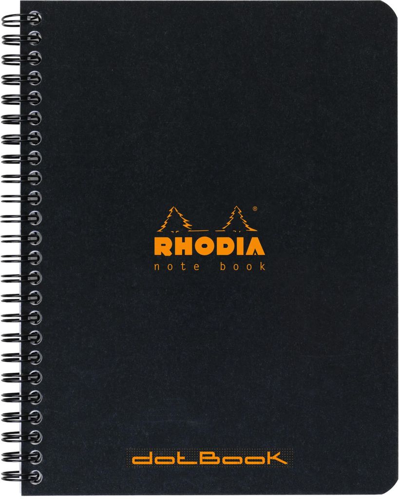 Rhodia 5x Notebook mit Doppelspirale A5+ 16x21cm 80Bl Dot-Lin. Schwarz 193439C