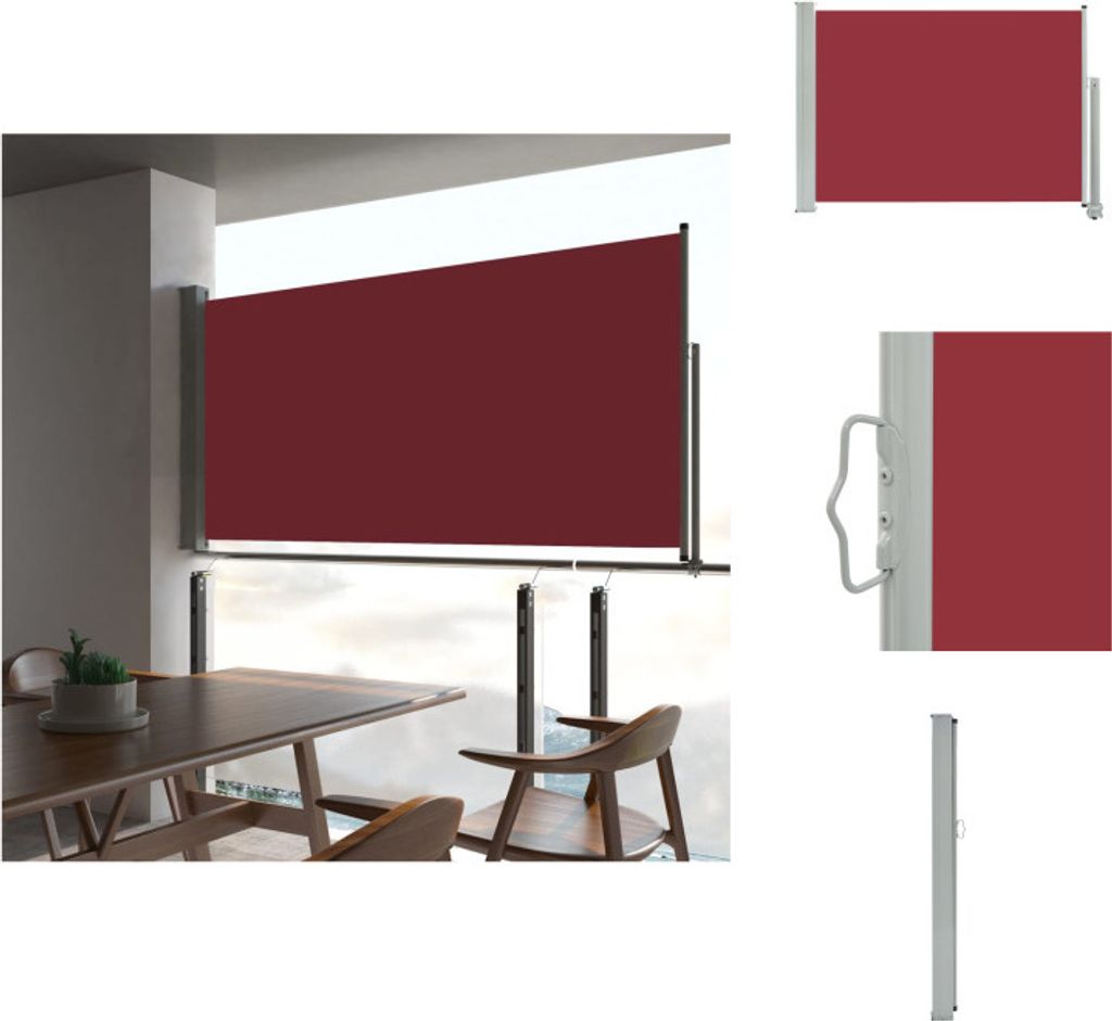 vidaXL Ausziehbare Seitenmarkise 80×300 cm Rot - Sonnenschirme & Sonnenschutze