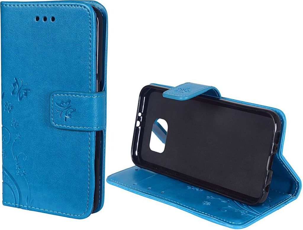 Schutz Hülle Blumen für Handy Samsung Galaxy S6 Edge Blau Produktbild 