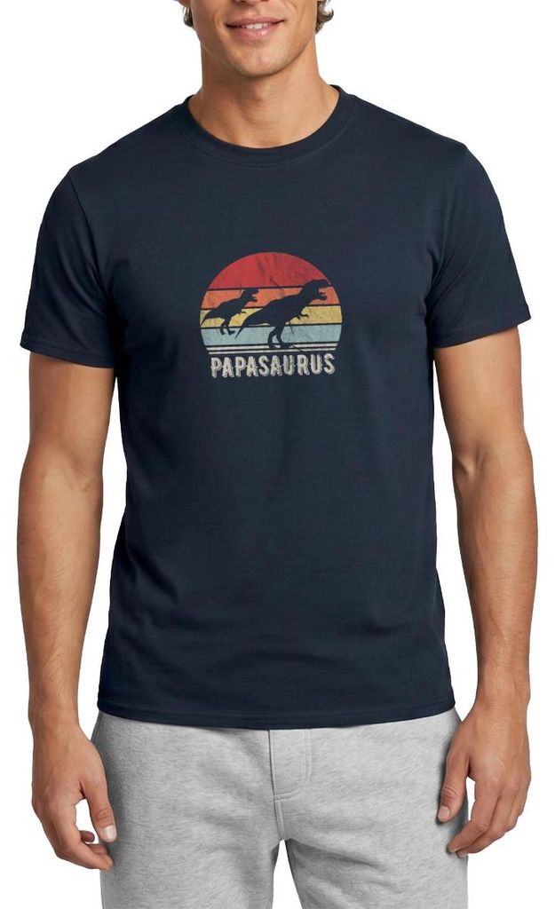Spreadshirt Papasaurus T-Rex Papa Geschenk Vatertag Vatertagsgeschenk Männer T-Shirt, S, Navy