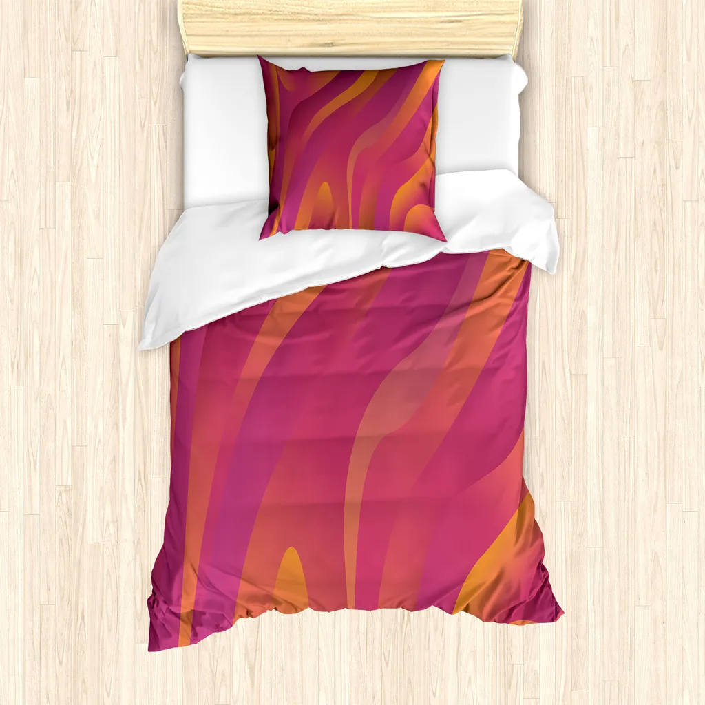 Set Letto Singolo 135x200 Antiacaro | Colori Astratti Magenta Arancio