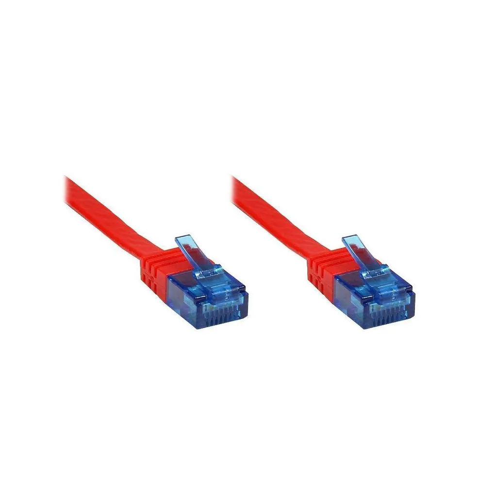 Câble RJ45 Plat Cat 6a U/UTP 500MHz 3m Rouge pour Réseau Ethernet Rapide