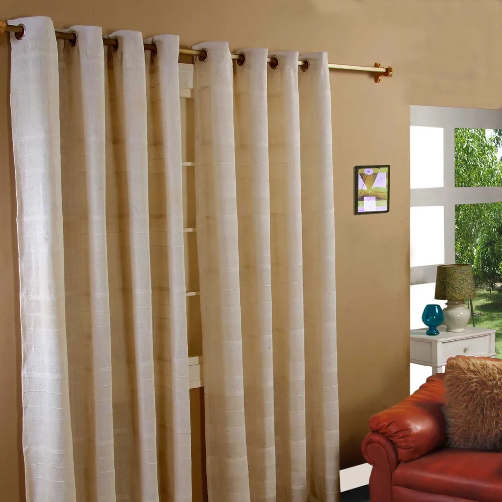 Homescapes Rideaux Rajput Naturel à Œillets, Lot de 2 de 228 x 167 cm