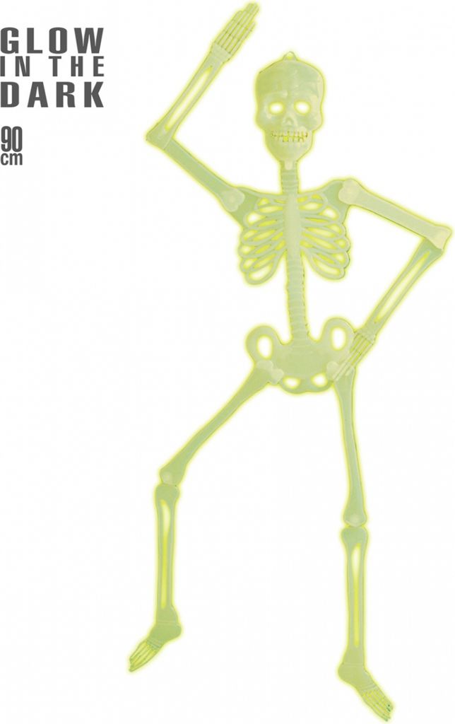 Neonfarbene Bewegliche Skelett Figur 90cm