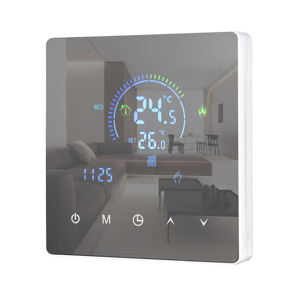 Intelligenter WLAN-Thermostat mit Temperaturregler für Wasserheizsysteme, LCD-Display, Touch-Tasten, programmierbar, App-Fernsteuerung