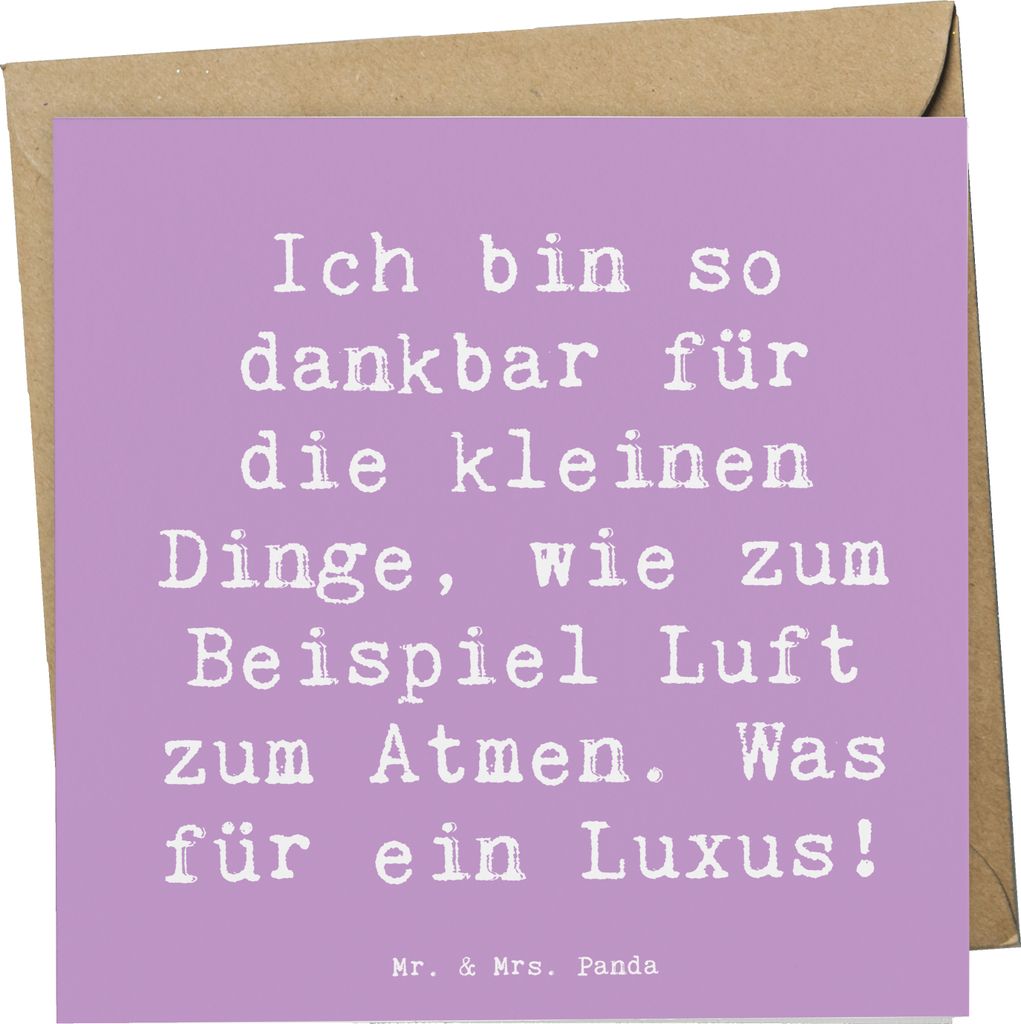 Mr. & Mrs. Panda Grußkarte Spruch Dankbarkeit für kleine Dinge - Lavendeltraum - Geschenk, Glückwunschkarte, Achtsamkeit, Wunder, Klappkarte, Ge...